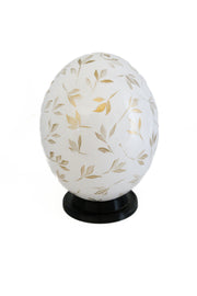 Decoupage_Ostrich_Egg_Shell White_with_Gold_Leafs