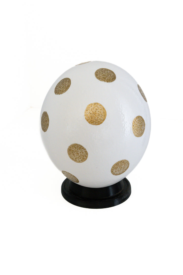 Decoupage_Ostrich_Egg_Shell_White_with_Gold_polka_dots